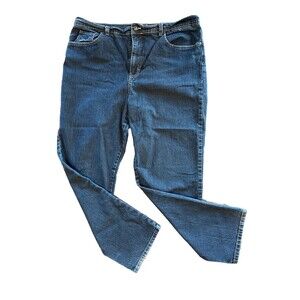 Gloria Vanderbilt Womens Amanda Jeans Straight Leg Sz 18 Stretch Blue Dark Wash